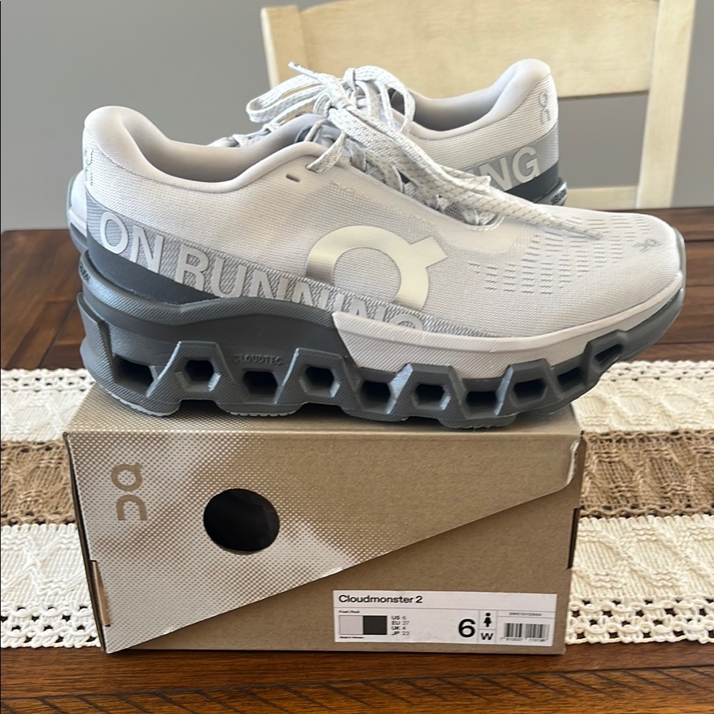 On Running Cloudmonster 2 Sneakers - Light Gray and Dark Gray